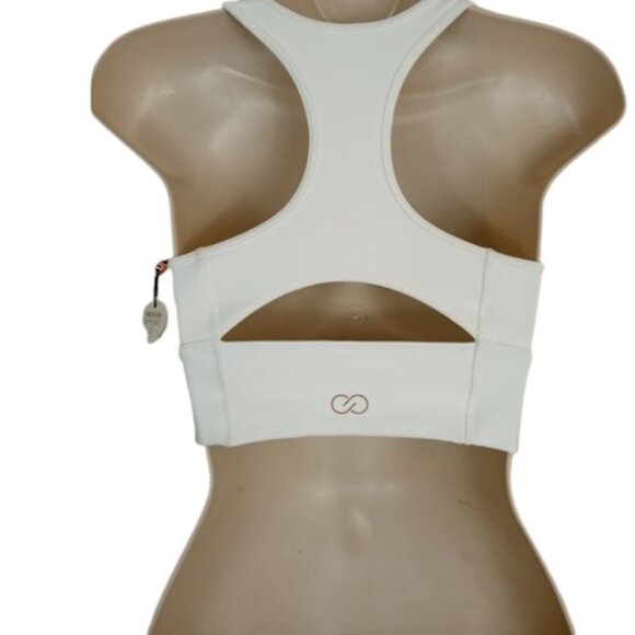 CALIA Womens Made To Play Keyhole Sports Bra Medium Support Pure White XS New - Picture 1 of 2